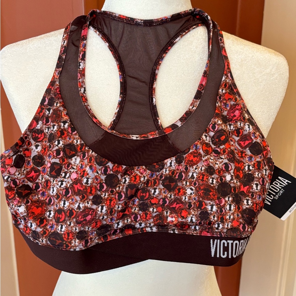 *NWT* Victoria's Secret Red Gemstone print Sports Bra